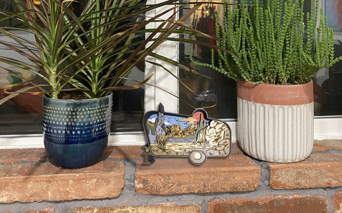 3D Layered Wood Art, Camper, Trailer