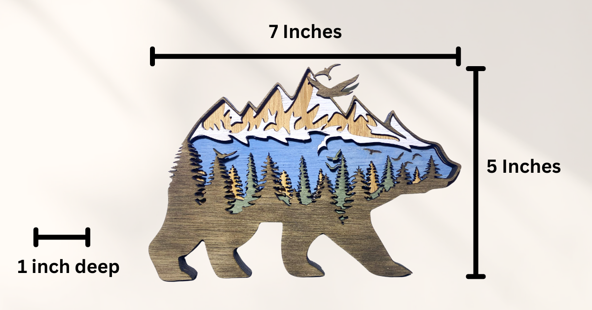 3D Layered Wood Art, Bear, Grizzly Bear