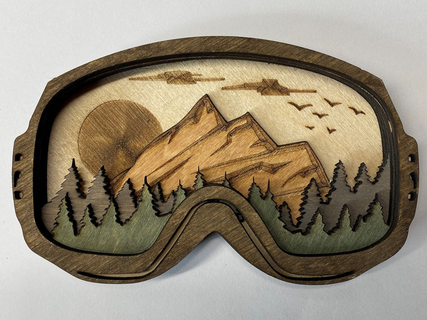 3D Layered Wood Art, Ski/Snowboard Goggles XL 24 Inches