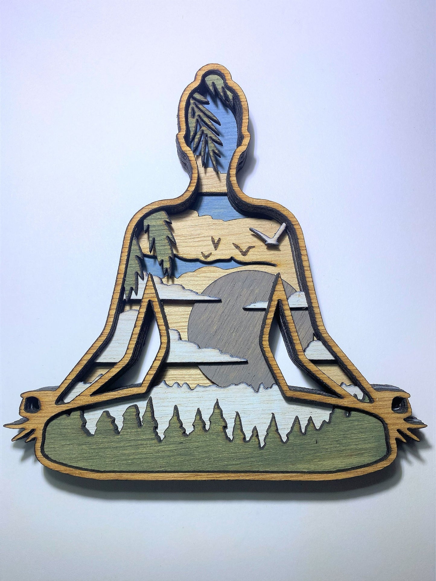 3D Layered Wood Art, Yoga Pose