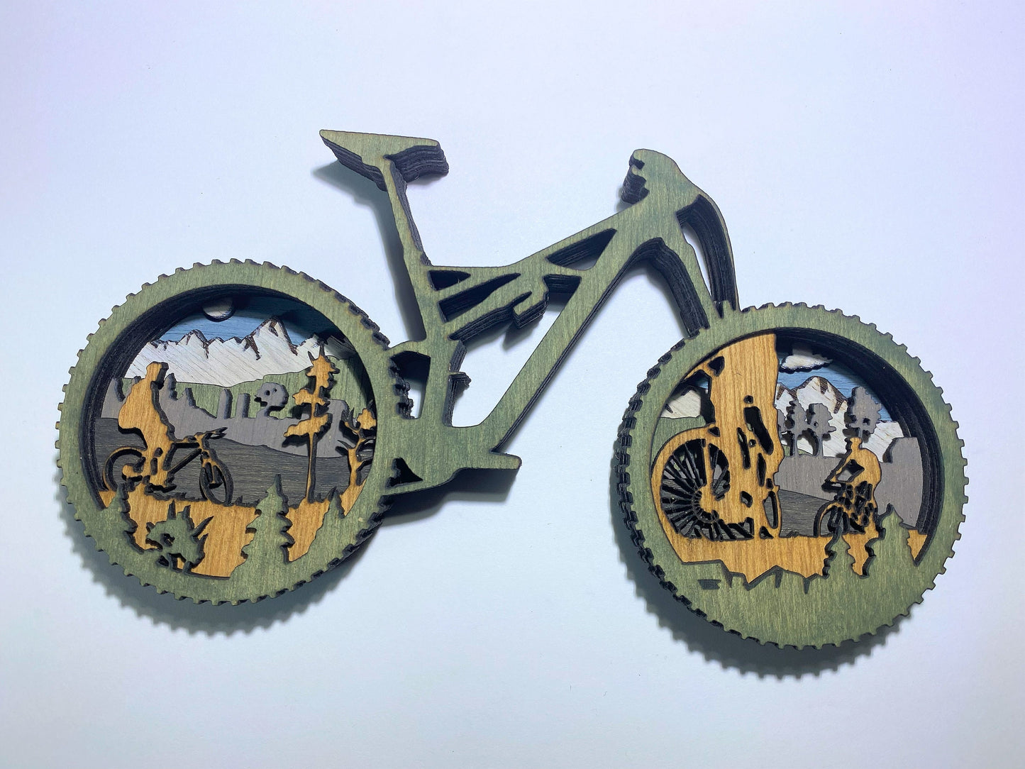 3D Layered Wood Art, Bike, Mountain Bike, Bicycle