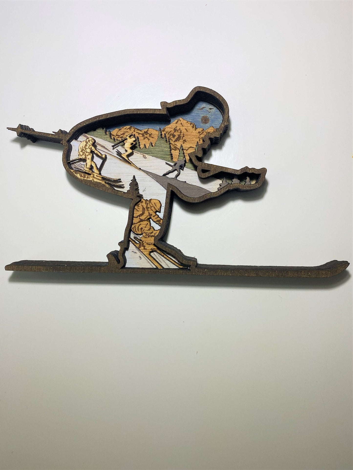 3D Layered Wood Art, Skier