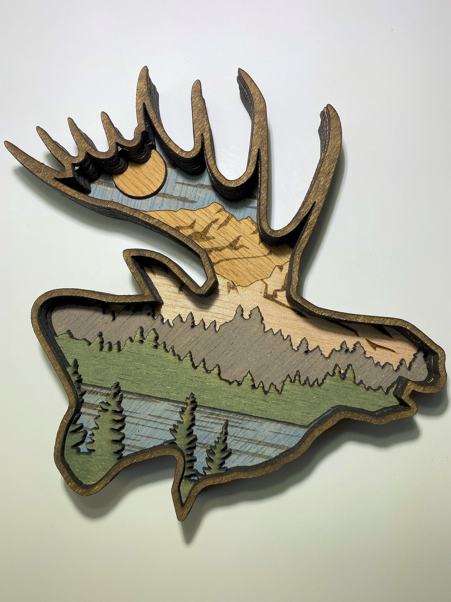 3D Layered Wood Art, Moose