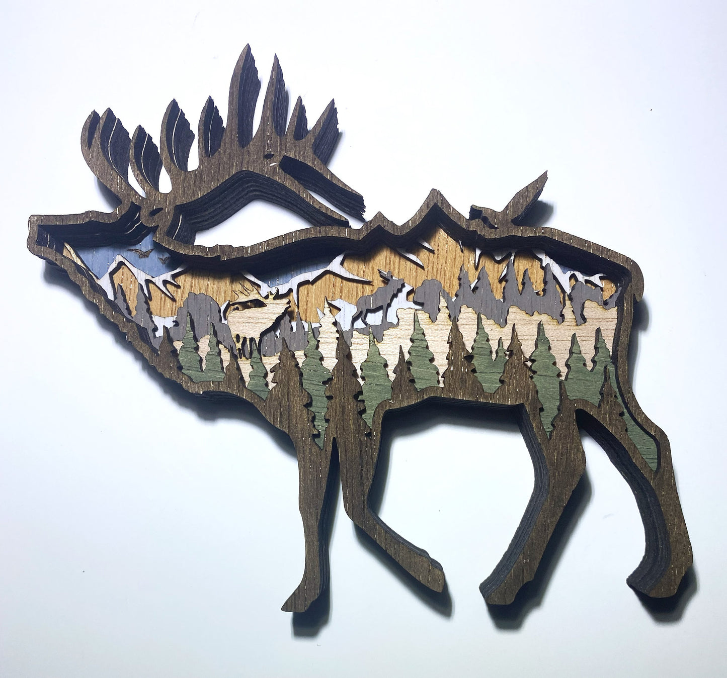 3D Layered Wood Art, Elk