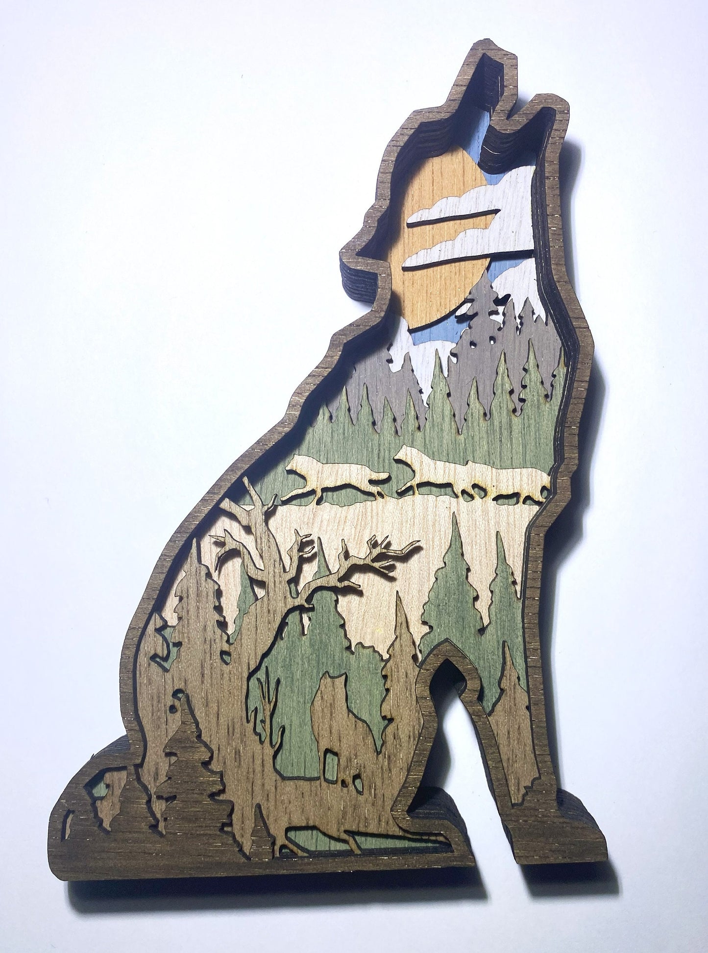 3D Layered Wood Art, Wolf