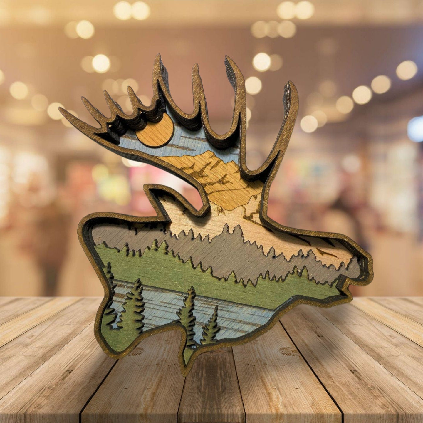 3D Layered Wood Art, Moose