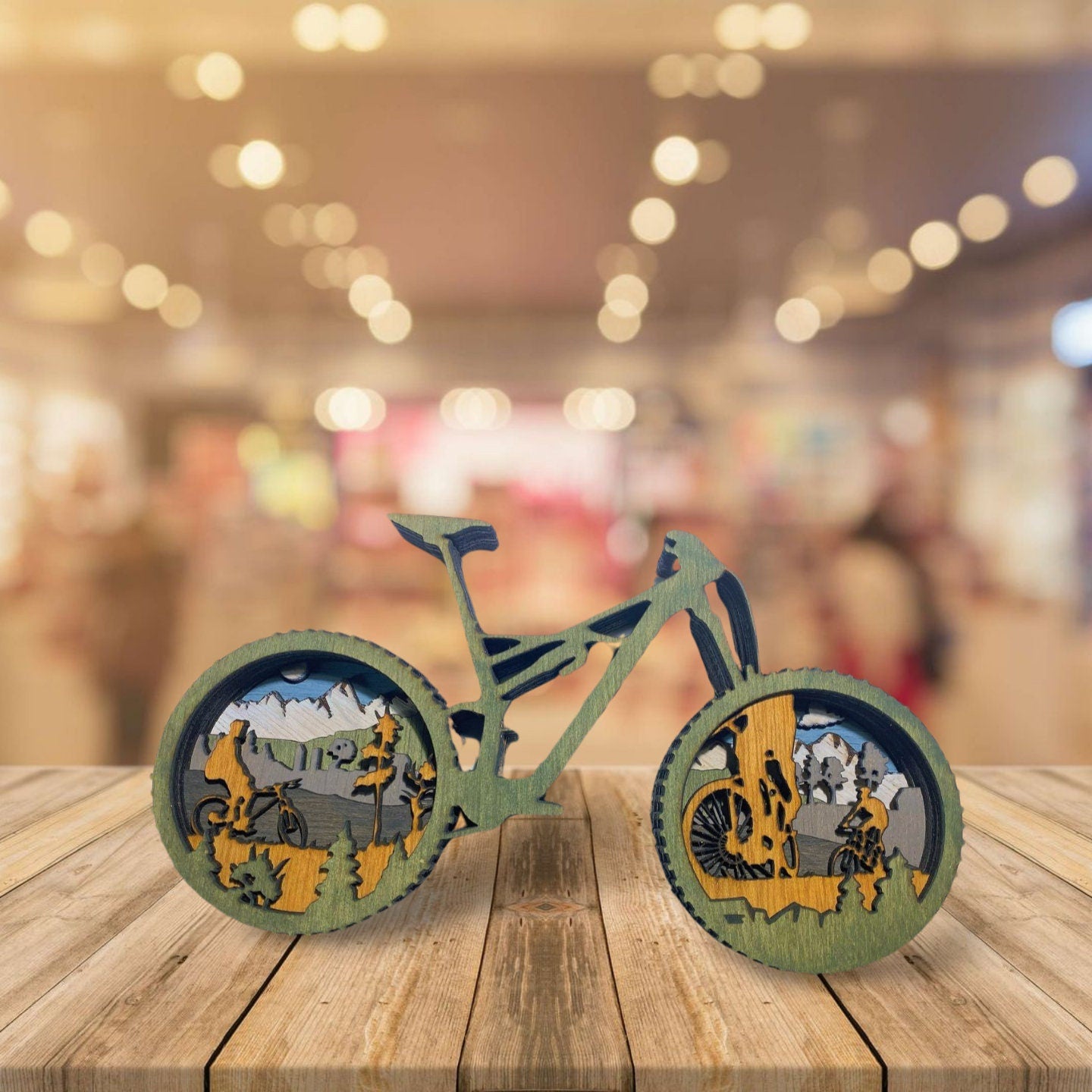 3D Layered Wood Art, Bike, Mountain Bike, Bicycle