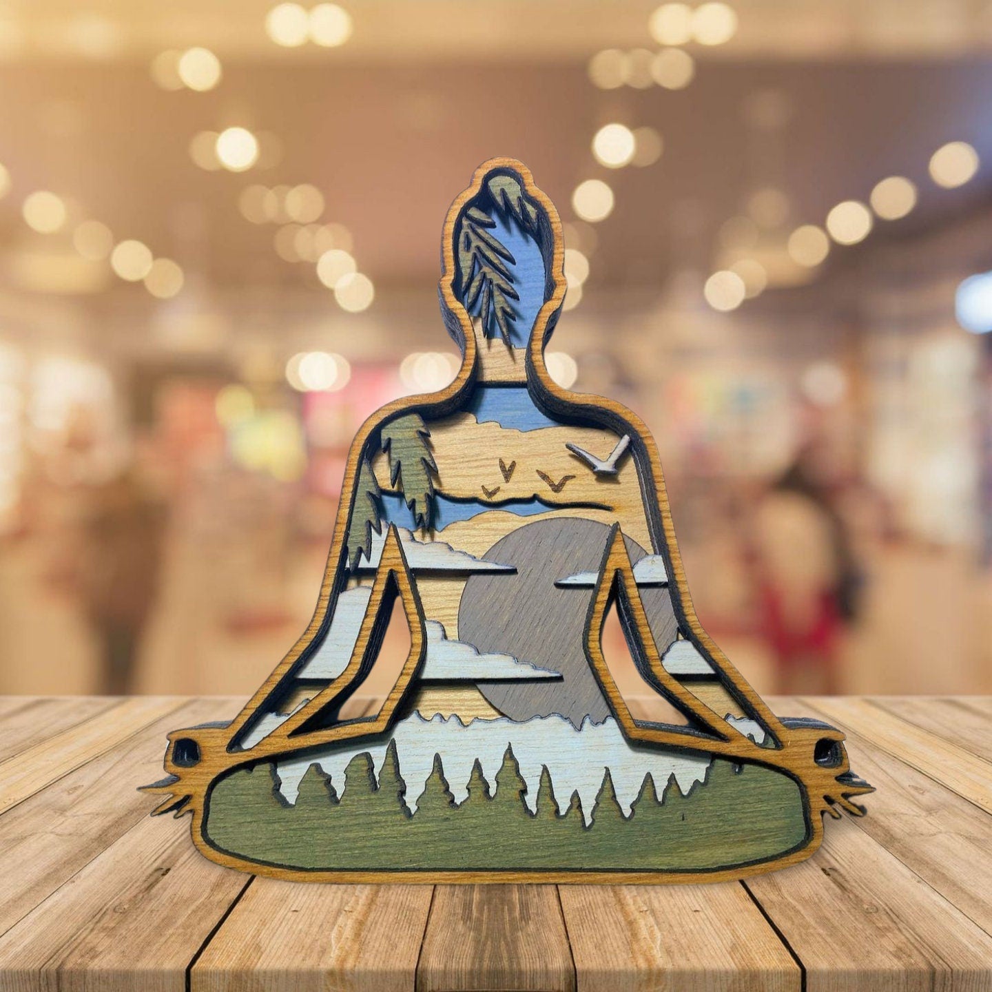 3D Layered Wood Art, Yoga Pose