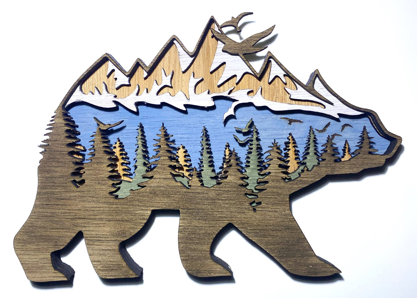 3D Layered Wood Art, Bear, Grizzly Bear