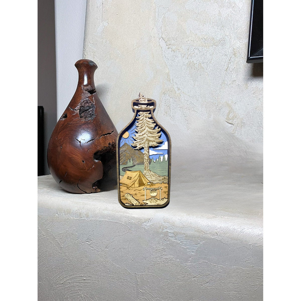 3D Layered Wood Art, Camping Bottle